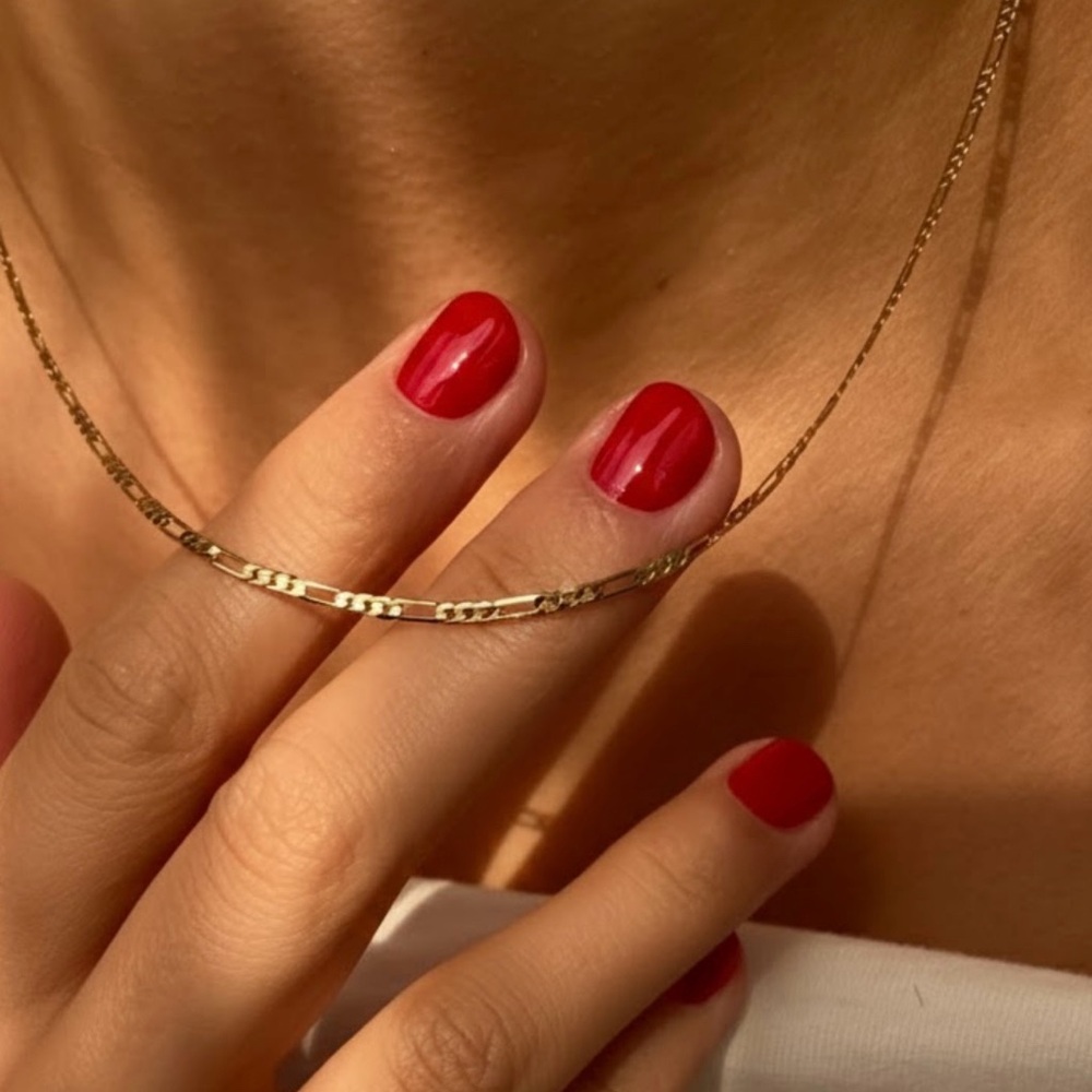 Thin Figaro Chain Necklace | Waterproof 14K Gold Plated | Layering